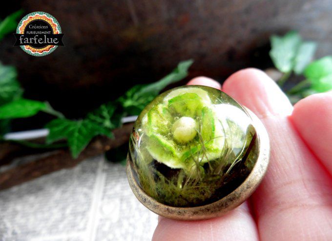 Bague fleur verte